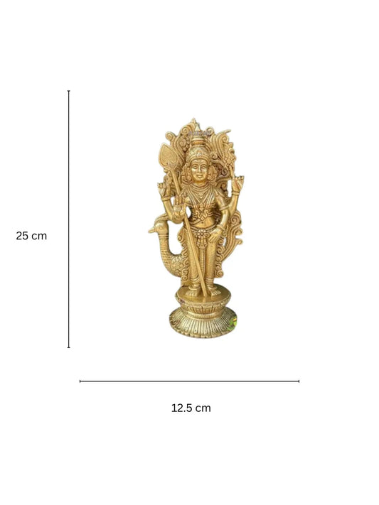 Brass Lord Murugan statue, Big Brass Kartikeya idol , Karthikeyan , Kandhan , Kumaran , Kartik, Gift, Temple, Decor, Home,Handmade Aakrati