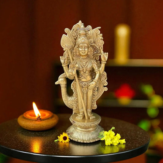 Brass Lord Murugan statue, Big Brass Kartikeya idol , Karthikeyan , Kandhan , Kumaran , Kartik, Gift, Temple, Decor, Home,Handmade Aakrati