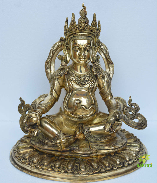 Lord Kuber Statue, Dhan Kuber, Lokapala Statue, Maha Yakshesaya with an Urn of Gold Coins - Lord of Wealth & Success - Nepal art Aakrati