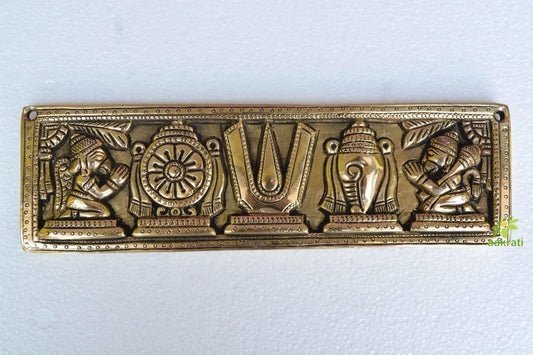 Vishnu symbol wall door hanging, Holi plate for wealth and success made in brass metal Aakrati
