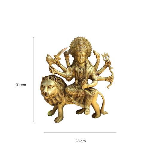 Durga Statue, 31CM Devi Durga Idol, Shero Wali Mata, Goddess Durga with Lion, Maa Durga for Home, Temple, Office, Marriage, Pooja room, Gift