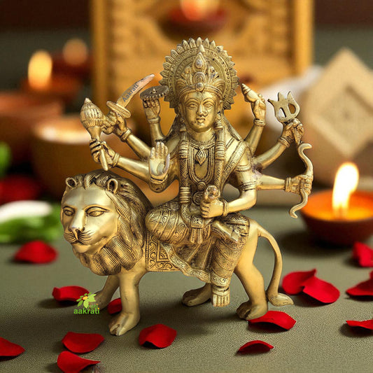 Durga Statue, 31CM Devi Durga Idol, Shero Wali Mata, Goddess Durga with Lion, Maa Durga for Home, Temple, Office, Marriage, Pooja room, Gift