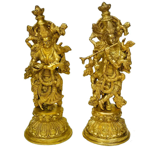 Radha Krishna Statue Couple Statue God of Lovers Anniversary Gift Mandir Temple Gifts for Mother Handmade Radha Krishna Metal Murti Aakrati