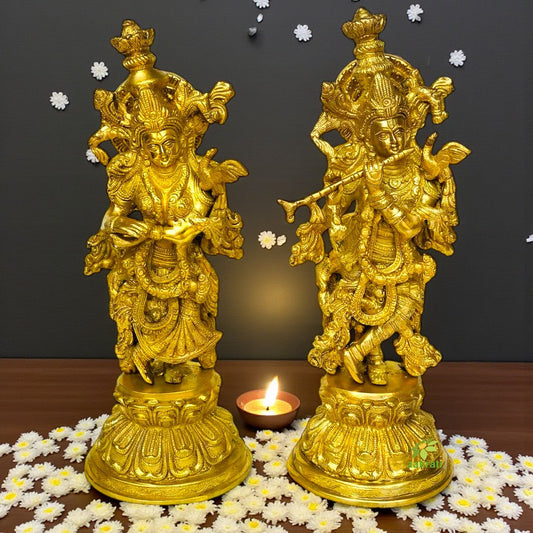 Radha Krishna Statue Couple Statue God of Lovers Anniversary Gift Mandir Temple Gifts for Mother Handmade Radha Krishna Metal Murti Aakrati