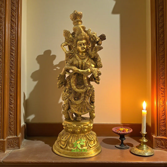 Radha Ji Murti in Brass in antique finish, Brass Radha Idol, Indian Lady Sculpture, Shyama, Kishori. Hindu Goddess of love Aakrati