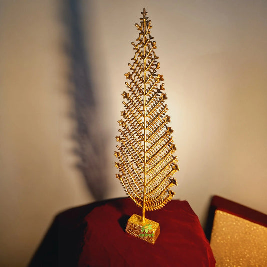 Brass Christmas tree table showpiece decor gift metal craft Aakrati