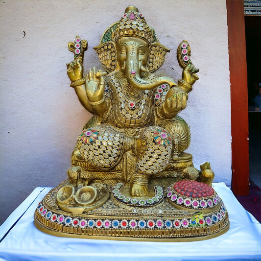 Brass Ganesh Statue With Stone Finish |Lord Ganesh Statue| |Home decor| |Ganesh Statue| |Hindu Idol| Aakrati