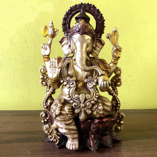 Ganesh for office and home table, lord of success, Brass Statue, Metal Sculpture Aakrati