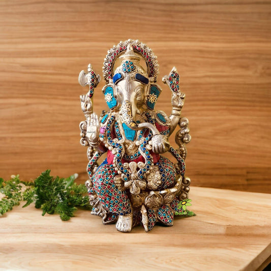 Brass Ganesha Statue ,Lord Ganesha Murti, Ganesha idol, Brass Elephant God Figure, Good Luck God, Vinayaka Statue, home decor Aakrati