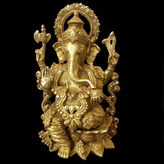 Lord Ganesha Brass Decor India Mangalkari Ganesha Statue (13 inches) Aakrati
