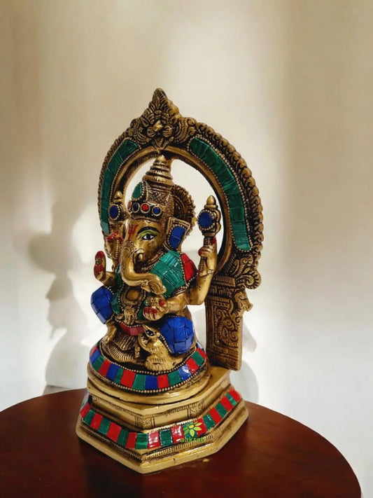 Brass Ganesh Statue in Sculpture, Elephant Headed Hindu God of Good Luck, House warming metal gift Aakrati