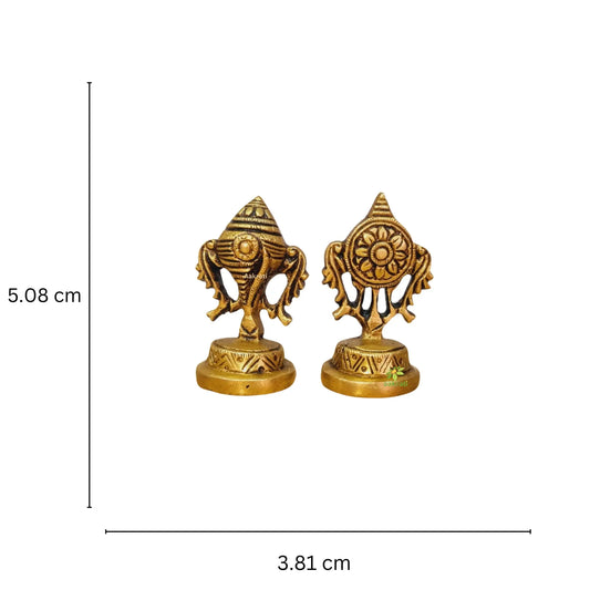 Aakrati Brass Shank Chakra Motives | Pairing for Pooja | Housewarming Essentials | Brass Shank-Chakra | Brass Decor | Brass Return Gifts Aakrati