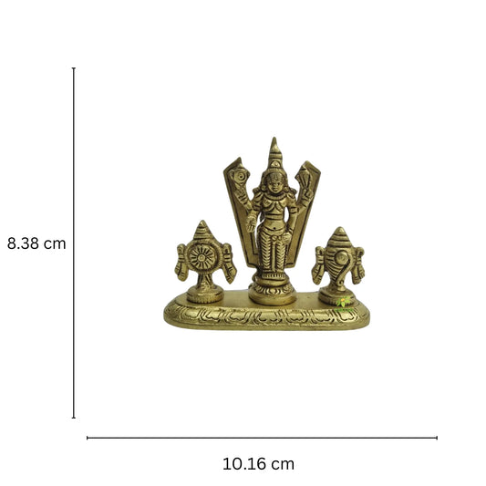 Tirupati Balaji with Shank Chakra, 3.5 inch Height, Venkateshwara Idol, Lord Vishnu Idol for Temple, Home Aakrati