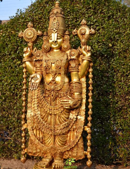 Tirupati Balaji Blessing in Standing Position. Gold Finish. Best for Home Temple, Altar and Gifting for Prosperity.