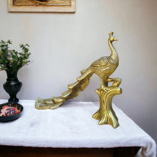 Brass Peacock Sitting Statue |Decorative Statue| |Peacock Figurine| |Home decor Aakrati
