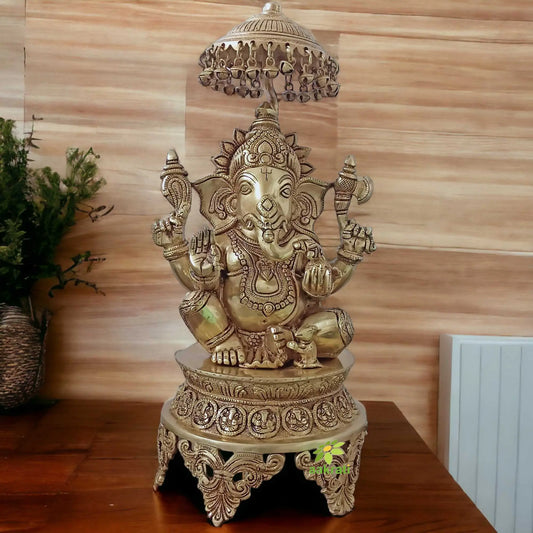 Brass Lord Ganesh Statue |Hindu God of Luck| |Wedding Gift| |Handicraft Items Aakrati