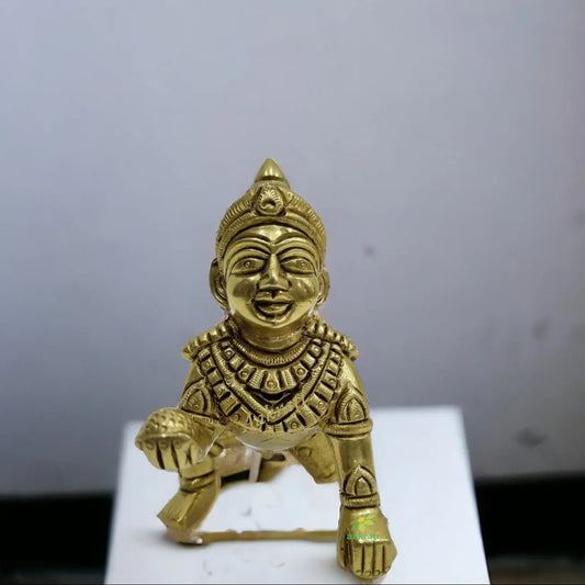 Brass Laddu Gopal Ji Murti Brass Bal Gopal idol, Thakur ji Religious statues Aakrati