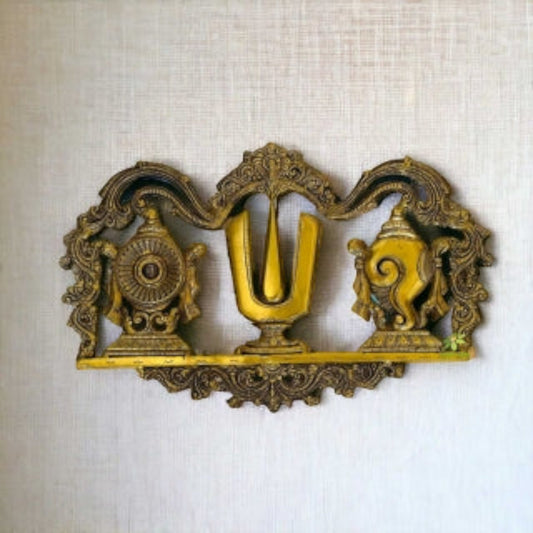 Sankh Chakra Namah brass metal handmade precious statue |wall decor| |wall art| | home decor| Aakrati