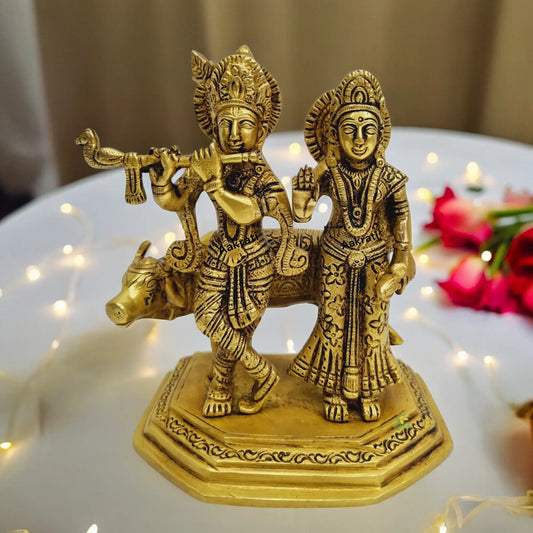 Standing Radha Krishna with Cow Statue Couple Statue God of Lovers Gift Mandir Temple Handmade Murti |Temple decor| |Home decor| |Radha Krishna| Aakrati