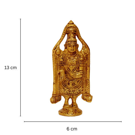 Tirupati Balaji/Lord Venkateswara Incarnation of Lord Vishnu Brass Made Religious Sculpture Aakrati