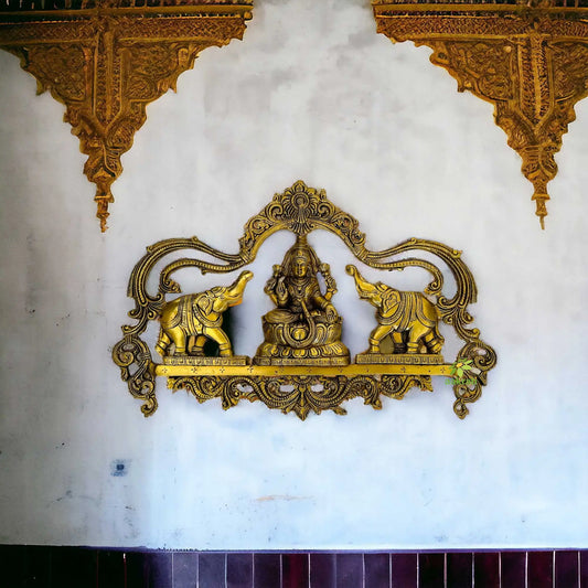 Gaj Laxmi Brass Super Fine goddess Statue wall plate for wall decoration |Wall decor| |wall art| |Handmade Aakrati
