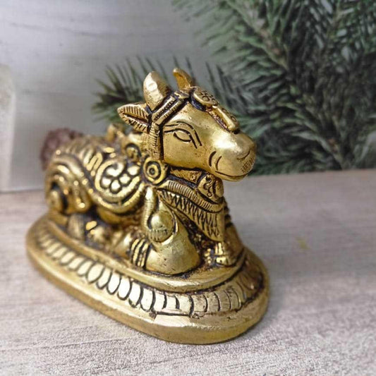 Nandi Brass Statue Hand Carved Pooja item Idol |Showpiece| |Temple decor|