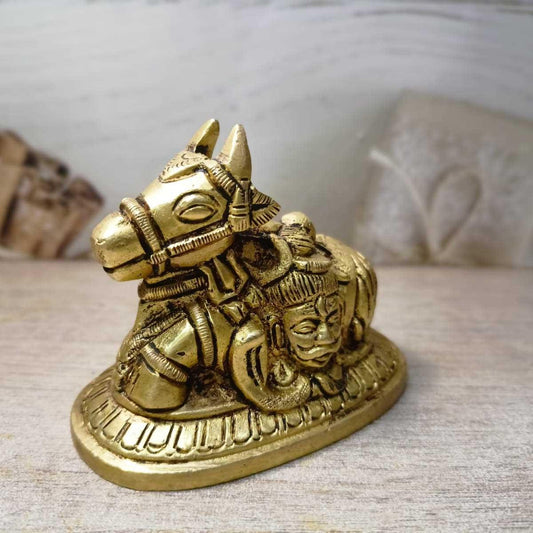 Nandi Brass Statue Hand Carved Pooja item Idol |Showpiece| |Temple decor|