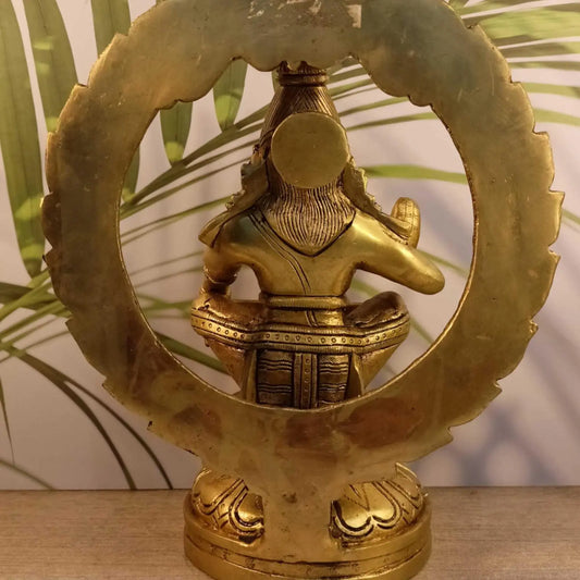 Lord Ayyappa with Frame in Brass Metal for Home decor |Gift Item|Religious Statue| South India Aakrati