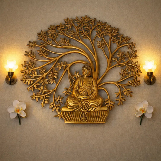 Brass Buddha Tree of Life |Wall decor| |Wall art| |Kalpvrirksha Tree|