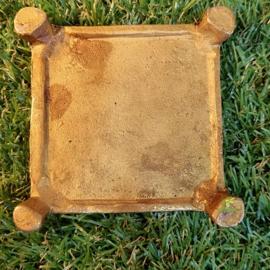 Brass Chowki in yellow finishing for home and temple decor