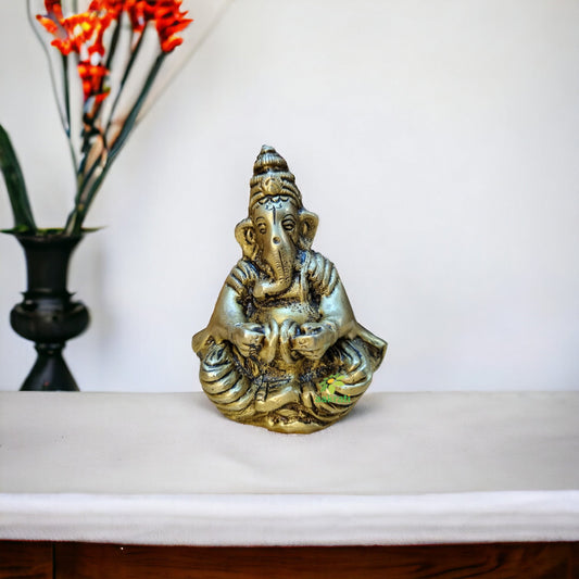 Brass Ganesh Statue with yellow finishing |Home decor| |Gift item| |Brass Item| |Hindu Idols| Aakrati