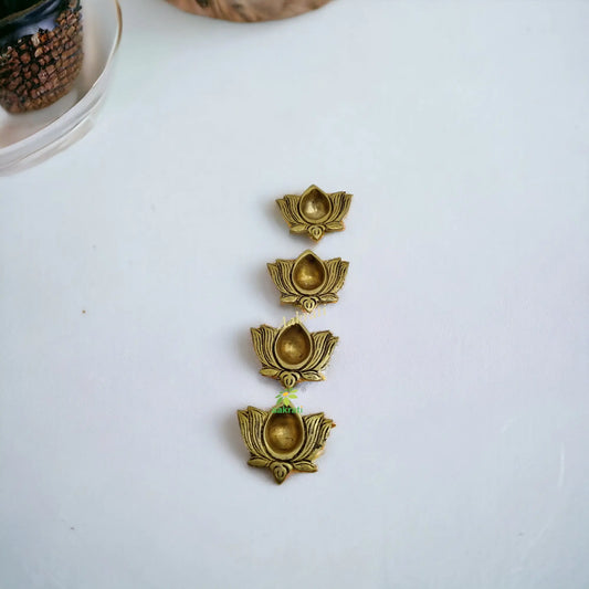 Lotus shaped Brass diya Set of 4| diya's Housewaming gift| Made By Aakrati (Set of 4 diya) Aakrati