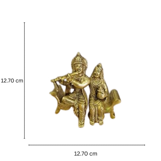 Aakrati Brass Radha Krishna in sitting position |metal Crafts| |Brass Radha Krishna| |Religious idol| |Idols of Love|(Yellow Antique)