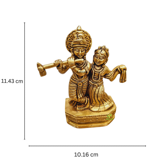 Aakrati Vintage Inspired Brass Radha Krishna Figurine| Idol of love| Radha Krishna Murti (Yellow,4.5 inch)
