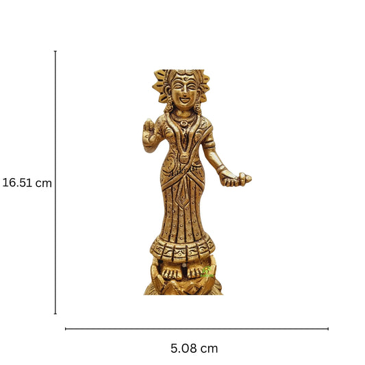 Brass Statue of Radha Rani By Aakrati| Goddess Radha Idol| Temple Decor| Made in Brass (Yellow, 6.5inch) Aakrati