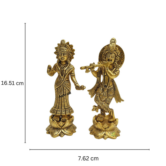 Aakrati Lord Radha Krishna Statue for Temple Made in Brass| Symbol of Love (Yellow, 6.5 Inch)