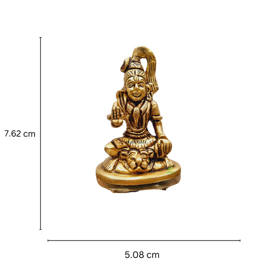 Aakrati Brass Lord Mahadev Statue with Jata on his head| Lord Shiva| Home Decor (Yellow, 3inch )