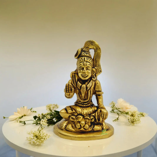 Aakrati Brass Lord Mahadev Statue with Jata on his head| Lord Shiva| Home Decor (Yellow, 3inch ) Aakrati