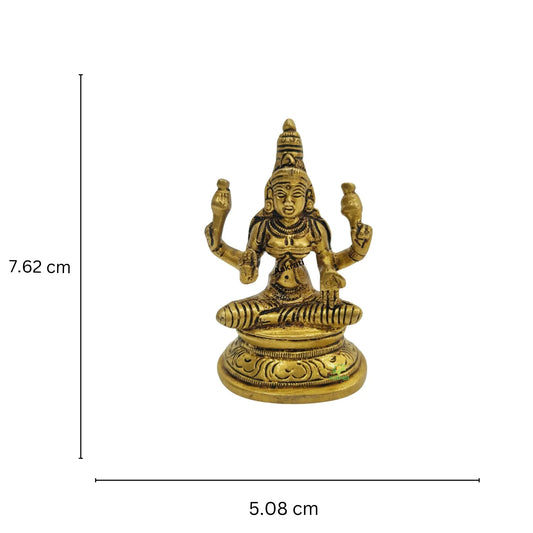Aakrati Goddess Laxmi Brass Statue for Temple| Decorative Figurine| Temple Decor| Puja Items (Yellow,3 inch ) Aakrati