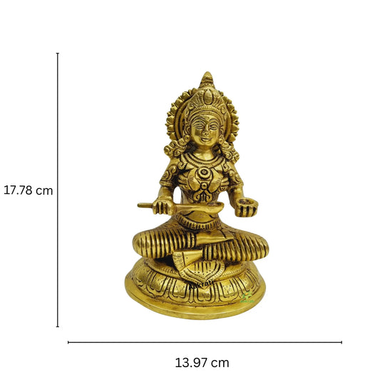 Ma Annpurna Brass Statue Made in Brass By Aakrati| Goddess Annpurna| Temple Decor (Yellow, 7inch) Aakrati