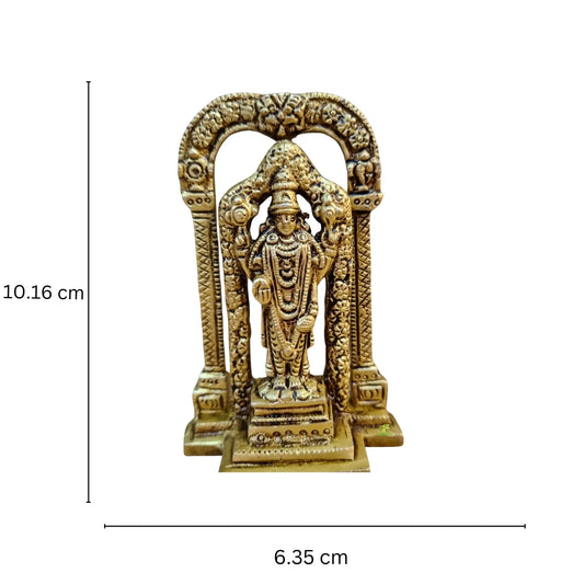 Aakrati Brass Tirupati Balaji Figurine for Temple| Tirupati Balaji| Puja Items| Temple Decor (Yellow, 4.4 inch ) Aakrati