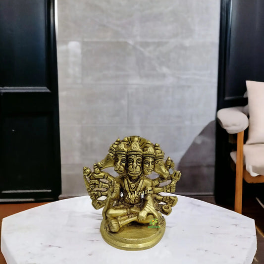 Brass Handmade Panchmukhi Hanuman in Solid | Mahavir | Bajrangbali | Diwali Gift | Murti | Idol Pooja| Aakrati