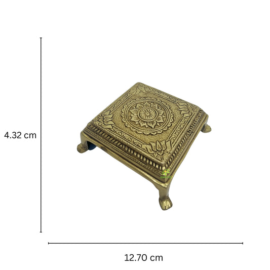 Antique Brass Hindu Spiritual religious temple puja Chowki