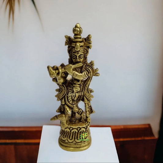 Aakrati Brass Krishna Statue Home Pooja Decor Gift item Brass Krishna Sculpture Aakrati