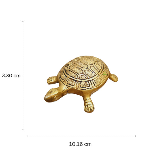 A Statue of Brass Tortoise Made By Aakrati| Collectible Figurine| Decorative Items| Table Decor (Yellow )