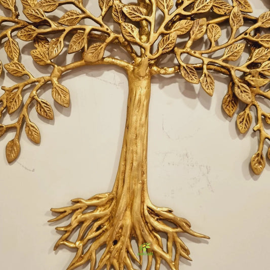 Aakrati Brass Tree of life with root and branches in yellow finishing for home and wall decoration Aakrati