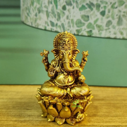Aakrati Brass Ganesh Statue| Hindu Deity Sculpture| Decorative Items (Yellow, 2 Inch) Aakrati