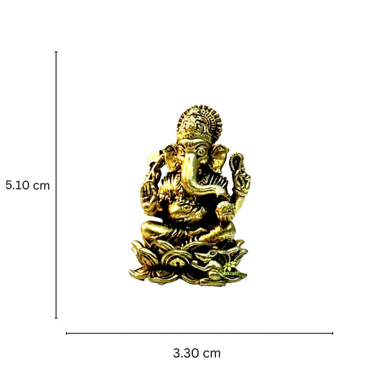 Brass Statue of Lord Ganesh| Made in Brass By Aakrati| Home Décor (Yellow, 2 Inch) Aakrati