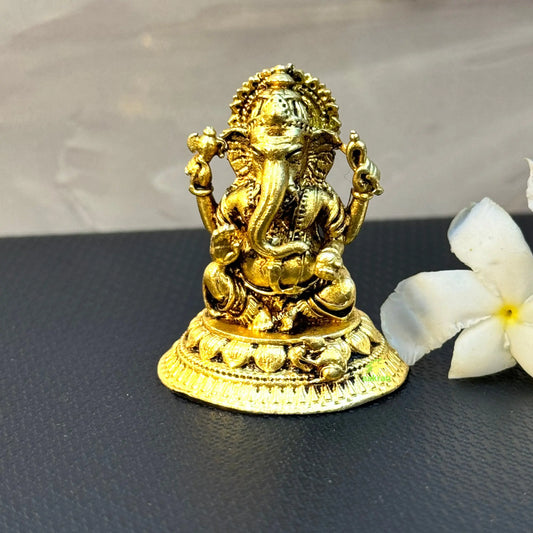 Ganesh Statue for Temple Made By Aakrati| Brass Ganesh Idol| Home Décor (Yellow, 1.5 Inch) Aakrati