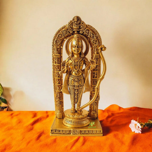 Brass Ram Lalla Statue with Yellow Finishing for home and temple decoration Aakrati